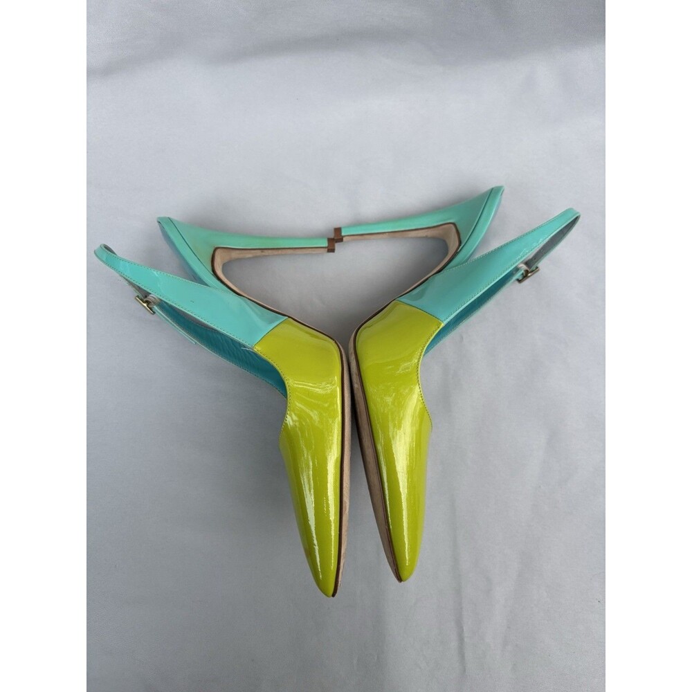 Kate Spade New York Colorblock Patent Leather Slingback Pointed Toe Heels 8B - Picture 9 of 12
